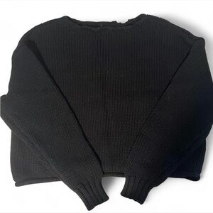 aerie Black Cropped Knit Sweater